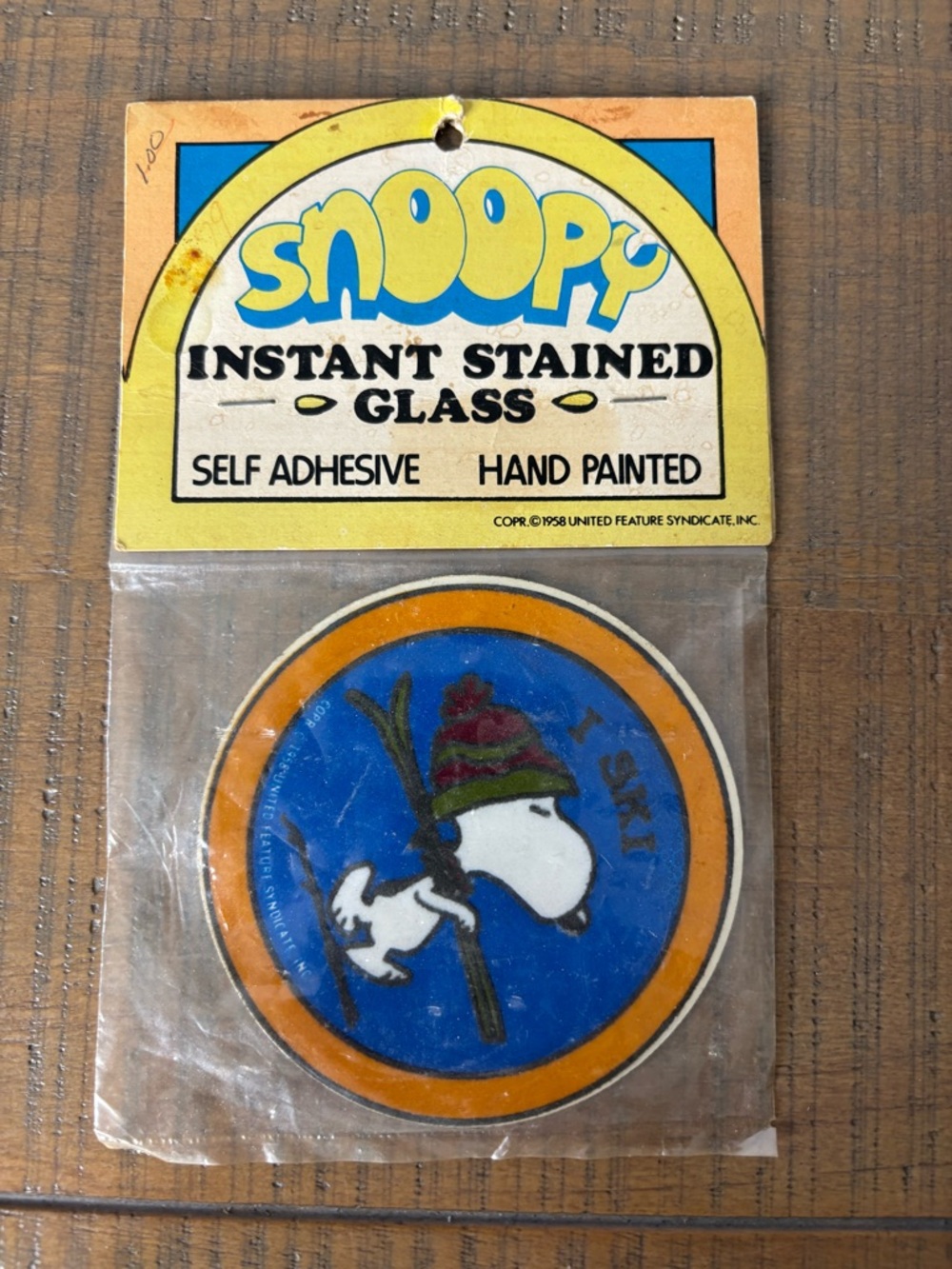 Vintage Snoopy Instant Stained Glass Window Decal Aviva Sealed NIP